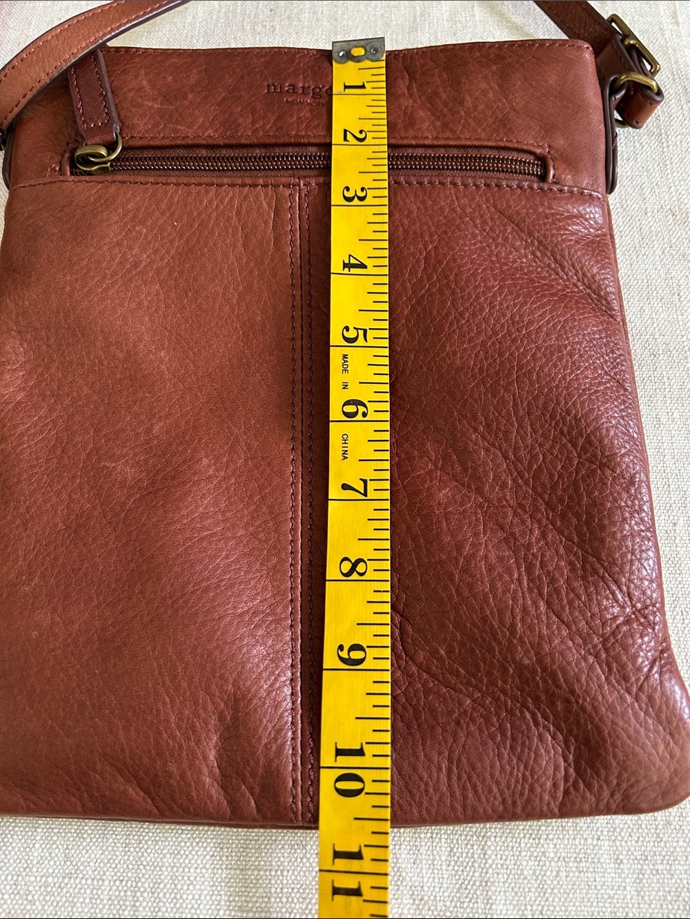 Margot New York Leather Crossbody Bag Brown Classic Minimalist Travel - Picture 10 of 14